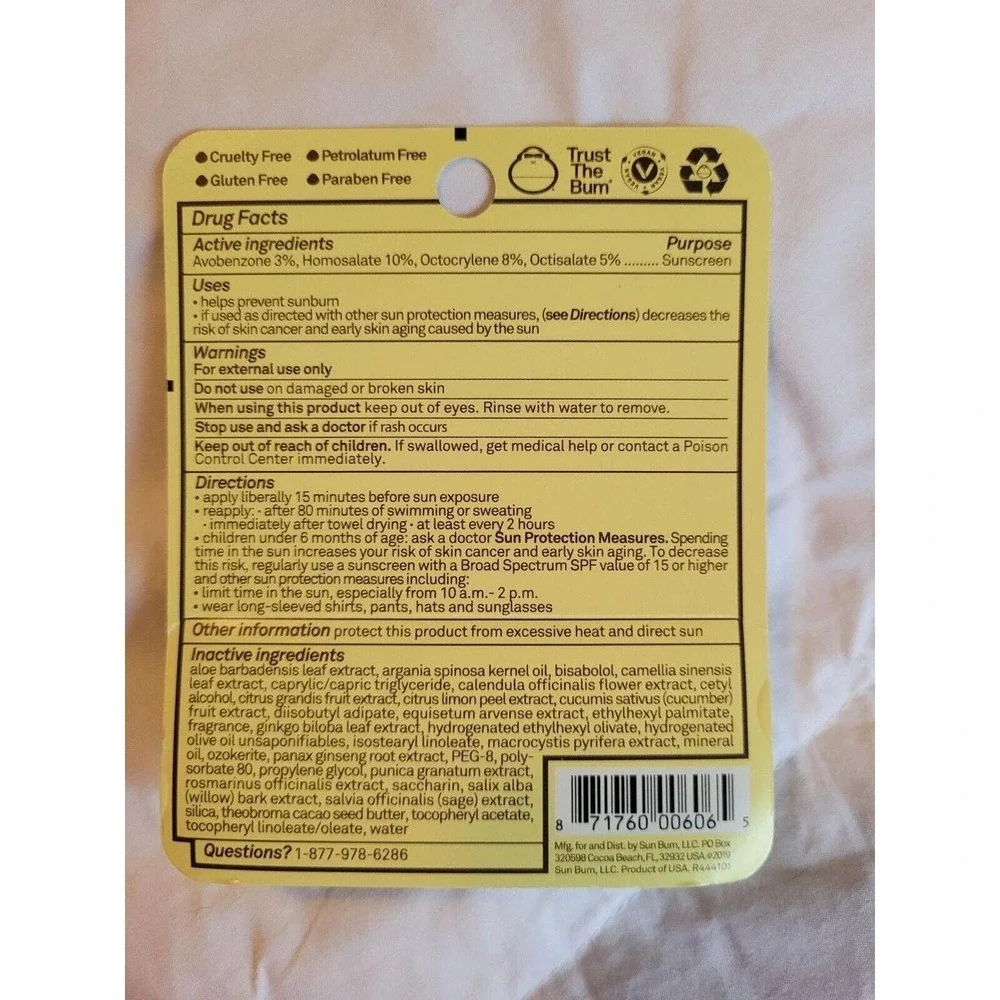 2 Sun Bum SPF 30 Sunscreen Mango Lip Balm 0.15oz/4.25g, NEW IN PACKAGES